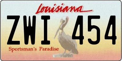 LA license plate ZWI454