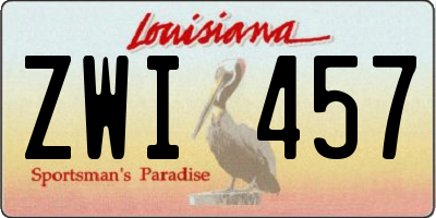 LA license plate ZWI457