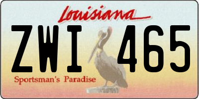 LA license plate ZWI465