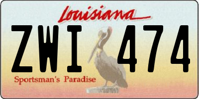 LA license plate ZWI474