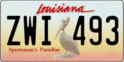 LA license plate ZWI493