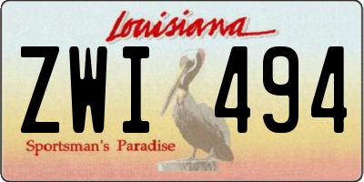 LA license plate ZWI494