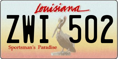 LA license plate ZWI502