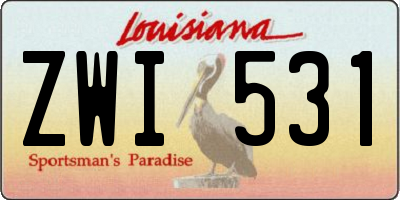 LA license plate ZWI531