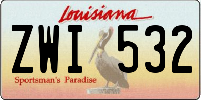 LA license plate ZWI532