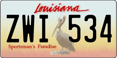LA license plate ZWI534