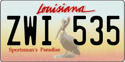 LA license plate ZWI535