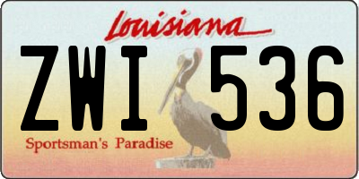LA license plate ZWI536