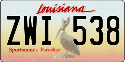 LA license plate ZWI538