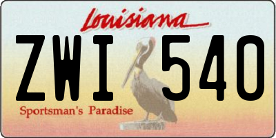 LA license plate ZWI540