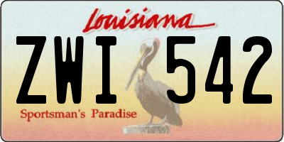 LA license plate ZWI542
