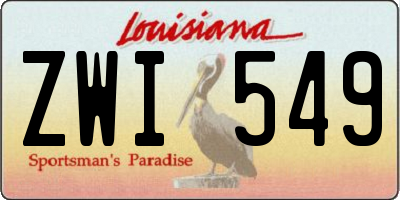 LA license plate ZWI549