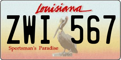 LA license plate ZWI567