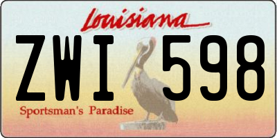 LA license plate ZWI598