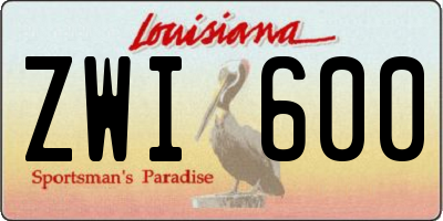 LA license plate ZWI600