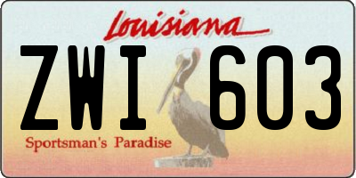 LA license plate ZWI603