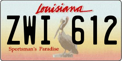 LA license plate ZWI612