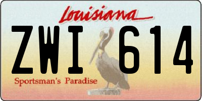 LA license plate ZWI614