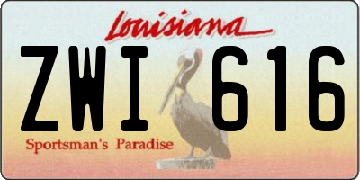 LA license plate ZWI616