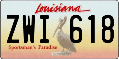 LA license plate ZWI618