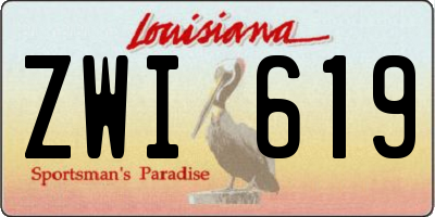 LA license plate ZWI619