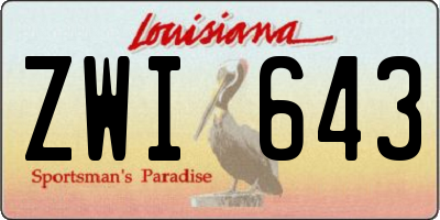 LA license plate ZWI643