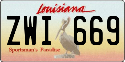 LA license plate ZWI669
