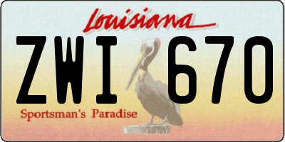 LA license plate ZWI670