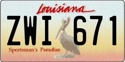 LA license plate ZWI671