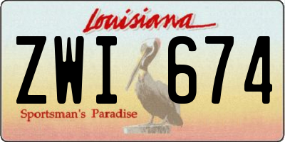 LA license plate ZWI674
