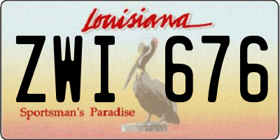 LA license plate ZWI676