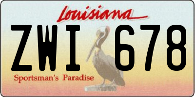LA license plate ZWI678