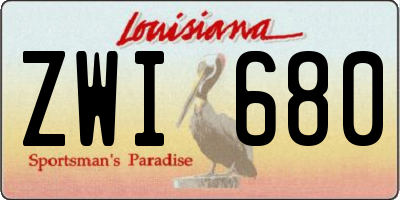 LA license plate ZWI680