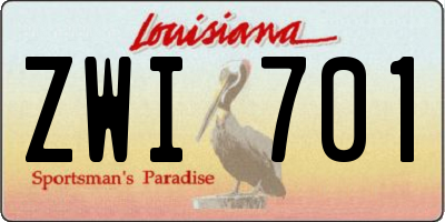 LA license plate ZWI701