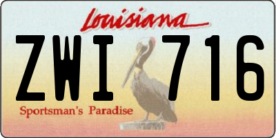 LA license plate ZWI716