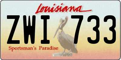 LA license plate ZWI733