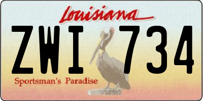 LA license plate ZWI734