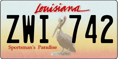LA license plate ZWI742