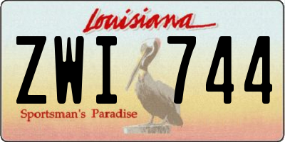 LA license plate ZWI744