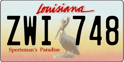 LA license plate ZWI748