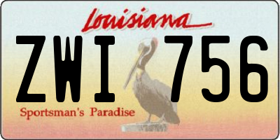 LA license plate ZWI756