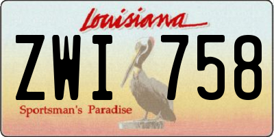 LA license plate ZWI758