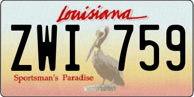 LA license plate ZWI759