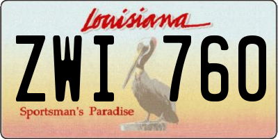 LA license plate ZWI760
