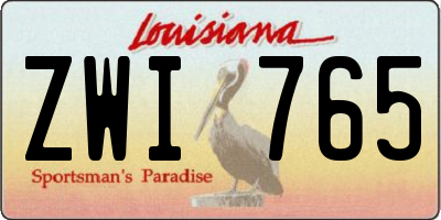 LA license plate ZWI765