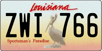 LA license plate ZWI766