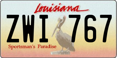 LA license plate ZWI767