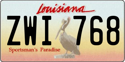 LA license plate ZWI768