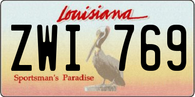 LA license plate ZWI769