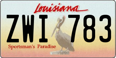 LA license plate ZWI783